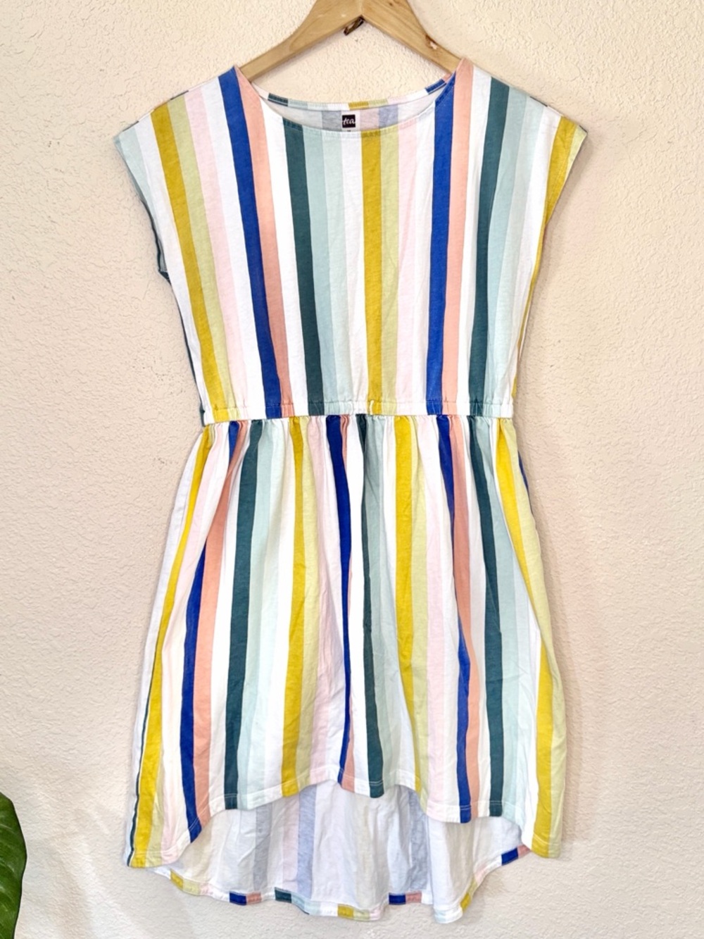 Tea Collection Multicolor Vertical Stripes High-Low Dress Girls Size 14